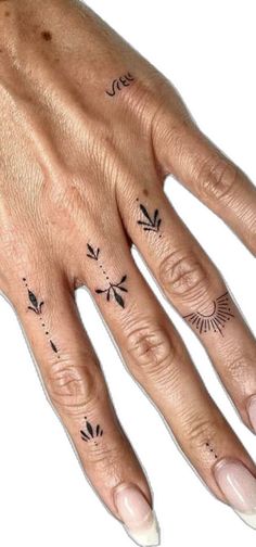 a woman's hand with tattoos on it