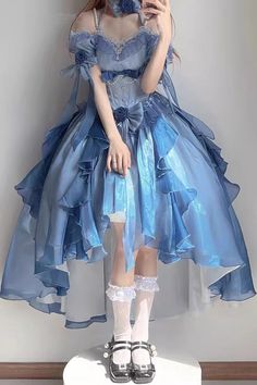 Fabric: Polyester Style types: Sweet Lolita Season: Spring, Summer, Autumn, Winter Big train: 130 cm (approximately 51.2 inches) Small train: 75 cm (approximately 29.5 inches) Include: Dress*1 (Any of the accessory is not included.) Size (IN) Bust Waist Length S 33.07-34.65 25.98-26.77 53.15 M 34.65-36.22 27.56-28.35 53.15 L 36.22-37.80 29.13-29.92 53.15 XL 37.80-39.37 30.71-35.43 53.15 Size (CM) Bust Waist Length S 84-88 66-68 135 M 88-92 70-72 135 L 92-96 74-76 135 XL 96-100 78-90 135 French Blue Dress, College Dress, Mermaid Bride, Birthday Dress Women, Fish Dress, Blue Dress Women, Dream Fashion, Wedding Dresses With Flowers, Dress Sleeve Length