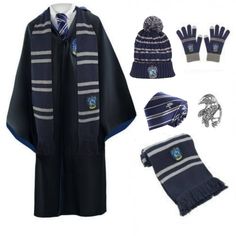 a harry potter robe, scarf, mittens and scarves are shown in this image