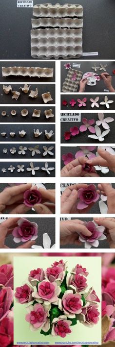 the process of making paper flowers is shown