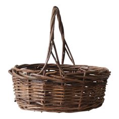 a wicker basket hanging from the ceiling on a white background with clippings