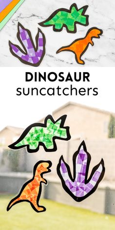 the dinosaur suncatchers are made from construction paper