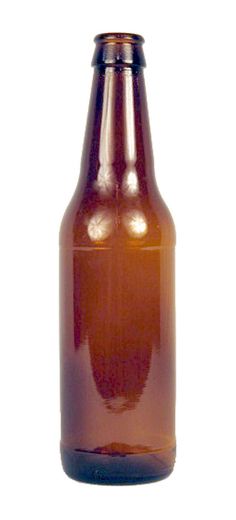 a brown glass beer bottle on a white background