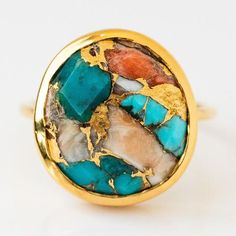 local eclectic | rings from independent, under the radar designer Elizabeth Jewelry, Turquoise Statement Ring, Oyster Turquoise, Local Eclectic, Vintage Gold Rings, Gold Statement Ring, Vermeil Jewelry, Jewelry Wedding, Vintage Ring