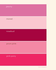 the color scheme for pink is shown in three different colors, including red and pink