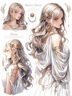 an anime character with long hair and jewelry