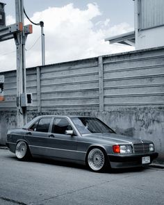 a car parked in front of a building