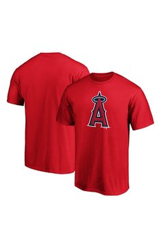 Do you want to elevate your game day style to the next level? Put on this sleek Los Angeles Angels Official Logo T-shirt and wow the crowd. This Fanatics Branded shirt features awesome Los Angeles Angels graphics on the front, perfect for showing your devotion to the team to everyone in the stands. Material: 100% Cotton Screen print graphics Rib-knit collar Crew neck Short sleeve Machine wash, tumble dry low Tagless Collar Officially licensed Imported Brand: Fanatics Branded Collegiate Tops For Fan Events With Team Name, Sporty Tops With Logo Print For Fan Events, Team-colored Tops For Sports Season Fan Events, Cotton Tops For Sports Season Fan Events, Team-colored Tops With Team Name For Fan Events, Sports Season Tops With Team Logo For Fan Events, Fan Event Tops With Team Name, Team Spirit Tops For Sports Season Fan Events, Sporty Tops With Team Logo For Fan Events