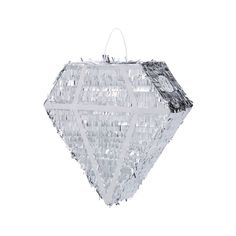 a white hanging light that is shaped like a diamond