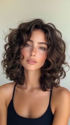 Curly Hairstyles for Women Over 50 Short Curly Bob Haircuts With Layers, Soft Curly Bob Hairstyles, Best Haircuts For Wavy Curly Hair, Curly Hairstyles With Middle Part, Natural Wavy Medium Hair, Curly Cut On Wavy Hair, Plus Size Short Hair Curly, Long Bob Naturally Wavy Hair, Natural Curly Hair Wedding Guest Styles