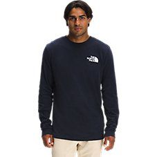 The North Face� TNF� Sleeve Hit Long-Sleeve T-Shirt for Men has an exciting TNF logo running along the right sleeve. The iconic TNF logo is also printed on the left chest. This standard-fitting men's shirt also features set-in sleeves, and the ribbed collar and cuffs seal in extra body warmth. This North Face men's shirt is made of 100% cotton jersey for classic comfort; heather colors are made of a soft blend of 90% cotton/10% polyester jersey. Machine wash. Imported. Manufacturer style #: 471K Mountain Sports, North Face Mens, T Shirt For Men, Collar And Cuff, Good Brands, Outdoor Gear, North Face, The North Face, Bass