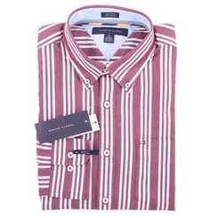 Brand New Tommy Hilfiger Mens Long Sleeve Stripe Button-Down Casual Shirt Custom Fit (100% Cotton) 100% Authentic or Money Back Guaranteed !! FREE SHIPPING WORLDWIDE !!   You are bidding on a brand new (with tag) Tommy Hilfiger Men's Stripe Long Sleeve Button-Down Shirt. We are a Platinum Seller and bid with confidence!   Shipping: USA: USPS economy $0 International: Air mail $0 (3-6 weeks) Our friends from Brazil, Italy, Russia and Eastern Europe: PLEASE READ Please note that shipping time to t Tommy Hilfiger Red Long Sleeve Shirt, Tommy Hilfiger Summer Button-up Shirt, Tommy Hilfiger Long Sleeve Summer Shirt, Tommy Hilfiger Classic Shirt With Button Closure, Classic Tommy Hilfiger Shirt With Button Closure, Tommy Hilfiger Casual Button-up Shirt, Classic Tommy Hilfiger Shirt For Summer, Tommy Hilfiger Classic Summer Shirt, Tommy Hilfiger Casual Shirt With Buttons