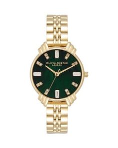 Olivia Burton Art Deco Watch, 30mm Olivia Burton Watch, Golden Watch, Art Deco Watch, Thomas Sabo Charms, Green Watch, Modern Bracelets, Gold Art Deco, Olivia Burton, Skagen