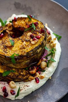 a plate with some food on top of it