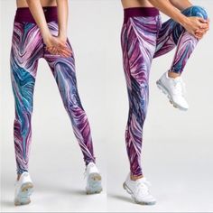 Gymshark Women’s Strada Earth Leggings Print Small Gymshark Strada Earth High Waisted Sport Leggings With Purple Swirl Print Size: Small Color: Purple, Blue, White Material: Polyester, Spandex Approximate Measurements: 11" Waist 11.5" Height 29.5" Inseam Stretch Purple Sports Pants, Purple Stretch Sports Pants, Purple Full-length Leggings For Training, Purple Stretch Pants For Sports, Casual Purple Leggings For Workout, Purple Sportswear Yoga Pants For Training, Purple Sportswear Yoga Pants, Purple Fitted Activewear Long Pants, Casual Purple Sports Leggings