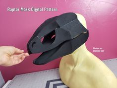 This pattern is based on the Utah raptor and features a moving jaw! This base pattern will guide you through every step of making your own raptor mask. You can also watch this video tutorial for more tips and tricks: https://youtu.be/zIOQpDaaC9Q You are welcome to sell any finished products made with this base pattern, as long as you give credit to me and link back to this listing. Please do not sell unfinished bases or resell or distribute the pattern itself. Thank you for your support! Recomme Utah Raptor, Raptor Mask, Mask For Halloween, Rubber Cement, Masque Halloween, Dragon Costume, Sharpie Marker, Cosplay Diy, Pointed Pen