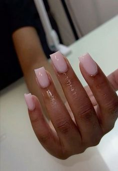 🌸 Short Classy Nails, Trendy Short Nails, Nails Funky, Nail Shapes Squoval, Nails Shape, Overlay Nails, Colourful Nails, Baby Pink Nails, Tapered Square Nails