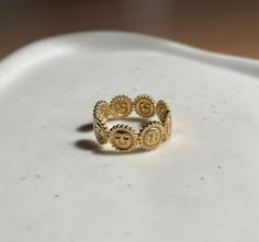 Beautiful Sun Faces Ring 18k Gold Plated Adjustable Sun Faces, Aesthetic Ring, Sun Ring, Bali Jewelry, Face Ring, Thick Ring, Sun Face, Boho Sun, Chula Vista