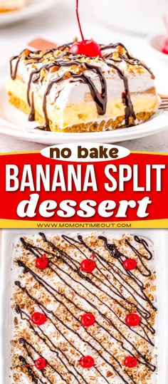 Banana Split Dessert is made with a graham cracker crust and layers of all of your favorite banana split flavors in an easy no bake dessert. No Bake Banana Split Dessert, Banana Split Dessert Recipes, Summer Desserts Healthy, Dessert No Bake, Summer Desserts For A Crowd, Banana Split Cake, Banana Split Dessert, Desserts Summer, Dessert Summer