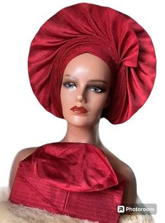 Autogele Aso-Oke Pre-Tied Ready To Wear African Nigerian Gele Headwrap, Red Autogele Aso-oke Fabrics, Nigerian Turban Headpiece for Women NEED OTHER COLORS AND DESIGNS OF AUTOGELE HEADWRAPS, BRAIDED WIGS AND AFRICAN CORAL BRIDAL BEADS, VISIT OUR SHOP HERE: https://sereneafrica.etsy.com/ Features: *100% genuine Aso-Oke. *Easy to tie and maintain. *Comfortable on the head. *Comes in plain Aso-Oke or embellished. *Comes in other lovely colours. We also make complete bridal Aso Oke outfits. We can d Red Summer Headwrap One Size, Adjustable Red Bohemian Turban, Red Adjustable Headwrap For Party, Elegant Red Headwrap For Wedding, Elegant Red Headscarf One Size, Elegant Red Headwrap, Elegant Red Fitted Headwrap, Elegant Adjustable Red Turban, Traditional Headscarf