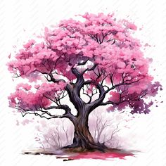 a pink tree with lots of leaves on it