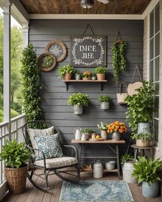 Front Porch Plant Wall, Italian Porch Ideas, Farmhouse Balcony Ideas, Tiny Front Porch Ideas Farmhouse, Mini Porch Ideas, Farm Porch Ideas, Farmhouse Style Landscaping, Farmhouse Style Front Porch, Farmhouse Outdoor Patio