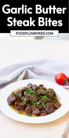 These Instant Pot garlic butter steak bites are perfect for dinner time! They are cooked quickly and taste really yummy. You can even use cheaper cuts of steak for this recipe, so it won't break the bank. The garlic butter adds tons of flavor to the tender meat - you'll love it! Enjoy these steak bites with or without potatoes, they're delicious either way.  instant pot garlic butter steak bites with potatoes | garlic butter herb steak bites with potatoes instant pot |