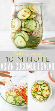 Cucumber Salad In A Jar, Asian Cucumber Salad Recipe, Koreansk Mad, Salad Taco, Onion Rice, Salad Macaroni, Easy Cucumber Salad, Cucumber Onion, Cucumber Salad Recipe