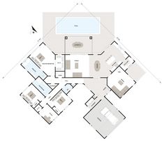 the floor plan for a house with swimming pool