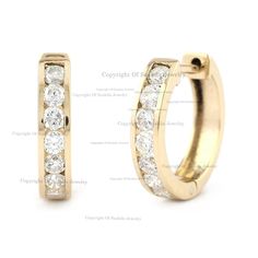 Genuine SI Clarity G H Color Diamond Channel Set Huggie Hoop Earrings Solid 14k Yellow Gold Hoop Earrings Handmade Wedding Earrings ≫ Features * Items Code: SGE01225 * Diamond: 100% Genuine Diamond * Diamond Wt.: 0.49 Ct. * Diamond Color: G-H * Diamond Clarity: S2-SI1 * Diamonds Cut: Brilliant Cut (Excellent Cut) * Metal: 14K Solid Gold (18K also available - Additional fees may apply) * Gold wt.: 14K Solid yellow gold with stamped * More option in gold color: Rose gold, yellow gold, White gold * Wedding Hoop Diamond Earrings Channel Set, Classic Channel Set Hoop Earrings For Wedding, Wedding Channel Set Huggie Earrings, Yellow Gold Huggie Earrings With Halo Design For Wedding, Wedding Huggie Hoop Earrings With Channel Set, Wedding Hoop Earrings Channel Set, Round Halo Huggie Earrings For Anniversary, Classic Halo Huggie Earrings For Wedding, Round Huggie Earrings With Halo For Anniversary