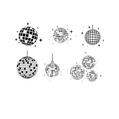 Dainty Disco Ball Tattoo, Disco Ball Logo, Tattoo Kiss, Disco Theme, Mirror Ball, Disco Balls, Wedding Logos