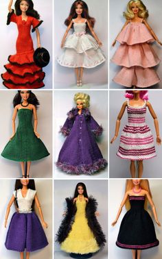 barbie dolls in different dresses and hats