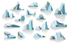 an image of icebergs in different shapes and sizes on a white background illustration