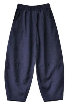 Summer Loose Cotton Linen Pants Women Casual Trousers Casual Indigo Wide-leg Pants, Casual Indigo Straight Pants, Baggy Indigo Pants For Summer, Summer Indigo Bottoms With Pockets, Casual Indigo Pants With Loosely Fitted Hips, Casually Fitted Indigo Pants, Indigo Wide-leg Pants With Pockets, Denim Blue Ankle-length Bottoms With Pockets, Indigo Trousers For Summer