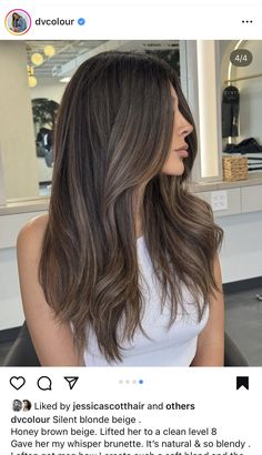 Brown Ashy Balayage, Honey Brown Balayage Brunettes, Sunkissed Hair Brunette Dark, Light Brunette Hair Color, Korea Outfits, Brunette Fall Hair, Sunkissed Hair Brunette, Sunkissed Hair