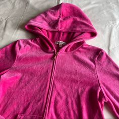 Juicy Couture Bright Hot Pink Y2k Zip Up Long Sleeve Hooded Sweatshirt With Gold J Accent Hardware Zipper And Pockets New With Tags 16.5” Pit To Pit 22” Length Open To Offers! Pink Long Sleeve Hoodie For Loungewear, Cozy Pink Top With Drawstring Hood, Pink Spring Sweatshirt With Adjustable Hood, Spring Pink Sweatshirt With Adjustable Hood, Pink Adjustable Hood Sweatshirt For Spring, Pink Hooded Top With Cozy Fit, Pink Cozy Fit Hooded Top, Pink Sweatshirt With Adjustable Hood For Winter, Pink Winter Sweatshirt With Adjustable Hood