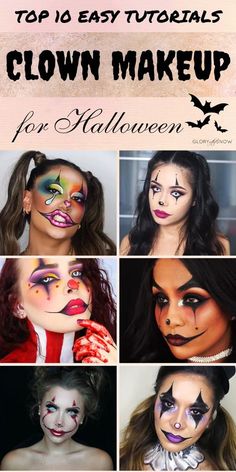 Creepy Clown Makeup For Kids, Womens Clown Makeup, Makeup For Halloween Easy, Clown Makeup Girl, Clown Makeup Easy, Clown Makeup For Halloween, Killer Clown Makeup, Clown Face Makeup, Halloween Clown Makeup