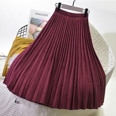 Women Pleated Suede Long Skirt Vintage OG0694 Long Pleated Skirts, Boho Attire, Warm Skirts, Velvet Pleated Skirt, Cotton Maxi Skirts, Bohemian Skirt, Pleated Long Skirt, Pleated Shirt, Modest Skirts