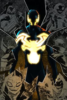 an image of a man with yellow lights in his hands and surrounded by other characters