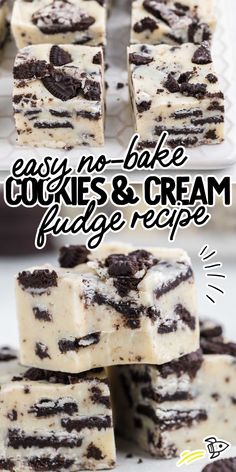 easy no bake cookies and cream fudge recipe with oreo cookie crust on top