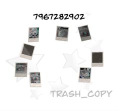 a group of polaroid pictures arranged in the shape of a circle with words trash - copy