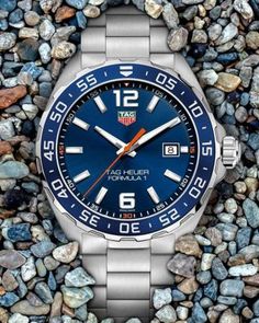 Tag Heuer Formula 1 Quartz Men's Blue Steel Watch, 43mm Blue Round Watch With Tachymeter, Tag Heuer Formula 1, Tag Heuer Formula, Blue Steel, Tag Heuer, Steel Watch, Formula 1, Blue And Silver, Blue Man