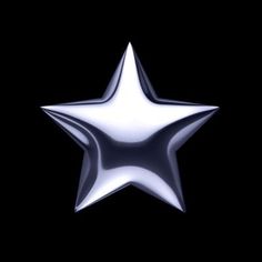 a shiny silver star on a black background