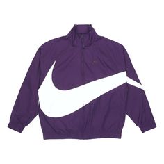 Nike Big Swoosh Sportswear Full Cardigan Woven Stand Collar Jacket For Men Purple AR3133-525 (Men's) Nike Outerwear For Sports Events In Fall, Nike Fall Outerwear For Sports Events, Nike Long Sleeve Windbreaker For Sports Events, Nike Long Sleeve Outerwear For Sports Events, Nike Windbreaker For Winter Sports Events, Nike Winter Windbreaker For Sports Events, Nike Fall Sport Coat, Nike Sport Coat For Fall, Casual Purple Track Jacket For Sports