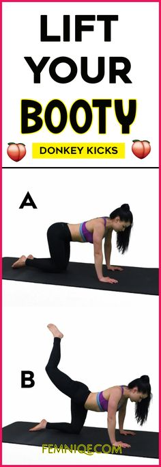 Powerful Butt Lifting Exercises For Women at home - want a bigger buttocks workout that works? Then give donkey kicks a try! Its one of the best butt exercises for women! Bigger Buttocks, Bigger Buttocks Workout Exercises, Transformation Inspiration, Calf Exercises, Weight Transformation, Exercises For Women, Buttocks Workout