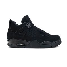 The Air Jordan 4 GS “Black Cat” is the youth sizing of classic colorway that was re-released in 2020. Of Michael Jordan’s many nicknames, his “Black Cat” moniker is unforgotten by longtime sneakerheads as it inspires the stealthy design of his fourth signature shoe that was originally released in 2006. Black nubuck covers the entire [...] Trendy Black Shoes, Hard Shoes, Air Jordan 4 Black Cat, Air Jordan 1 Dior, Jordan 1 Dior, Jordan 1 Blue, Jordan 4 Black, Bday Wishlist, Jordan 1 Black