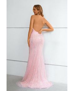 Best 11% off now! Buy backless long halter mermaid pink prom dress for formal at wholesale price online. Free shipping and pro custom service since 2009. Delicate Gown, Dress For Formal, Mermaid Pink, Pink Prom Dress, Wedding Store, Standard Dress, Pink Prom, Wedding Rentals, Wedding Boutique