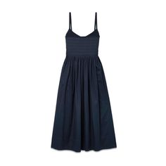 La Ligne Pintucked Cotton Poplin Stretch Jersey Midi Dress Color: Midnight Size: Xl Measurements(Laying Flat): Armpit To Armpit: 18” Waist: 16” Length: 49” Material: 100% Cotton Lining: 85% Viscose 9% Polyester 6% Elastane Care Info: Dry Clean New With Tags! Comes From A Smoke/Pet Free Home! Classic Daywear Dresses With Smocked Back, Classic Dresses With Smocked Back For Daywear, Elegant Poplin Summer Dress, Elegant Poplin Dress For Summer, Elegant Summer Poplin Dress, Elegant Poplin Daywear Dresses, Elegant Poplin Dresses For Daywear, Cotton Midi Dress With Smocked Back, Chic Summer Poplin Dress