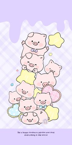 a bunch of little pigs standing in the middle of a pile of other small ones