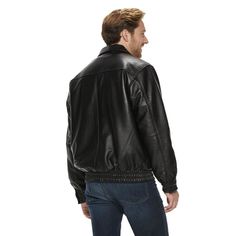 Classic look. This handsome men's leather bomber jacket from Vintage Leather is always in style. Classic look. This handsome men's leather bomber jacket from Vintage Leather is always in style. Watch the product video here. Midweight insulation Genuine leather construction Snap & zipper closure Long sleeves FIT & SIZING Regular fit 28-inch approximate length FABRIC & CARE Shell: leather Lining: polyester Spot clean Imported Color: Black. Gender: male. Age Group: adult. Pattern: Solid. Black Leather Jacket Men, Evolution Of Fashion, Style Watch, Product Video, Mens Wear, Cool Jackets, Black Leather Jacket, Leather Jacket Men, Style Classic